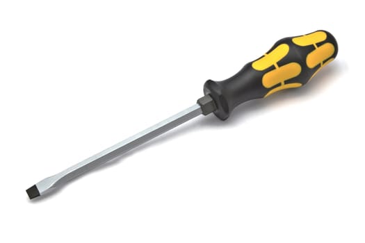 Yellow screwdriver isolated on white background 
