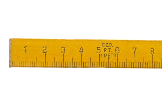 Wooden tape measure isolated on white background 