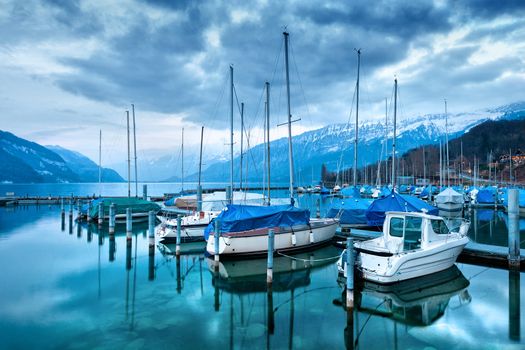 Boats on Lake Thun. Bernese Oberland. Switzerland.