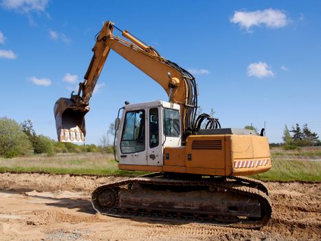 excavator on a construction site,building new street