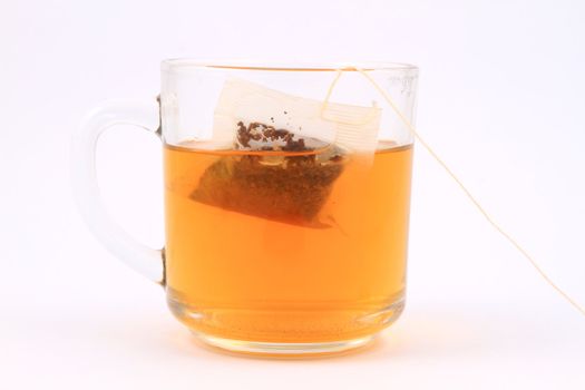 Cup of green tea isolated on white