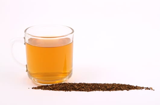 Cup of  tea and tea leaves