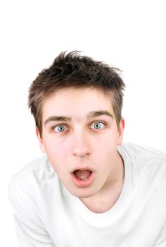 amazed young man isolated on the white background