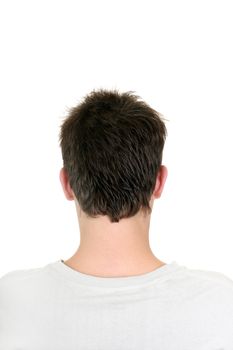 back view of the young man head. isolated on the white background