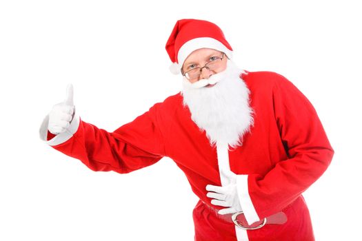 santa claus with thumb up isolated on the white background