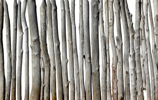 old wooden fence isolated on the white background