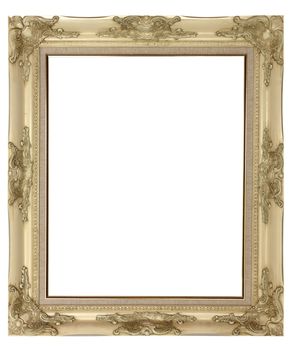 White frame made ​​from wood carving on white background.