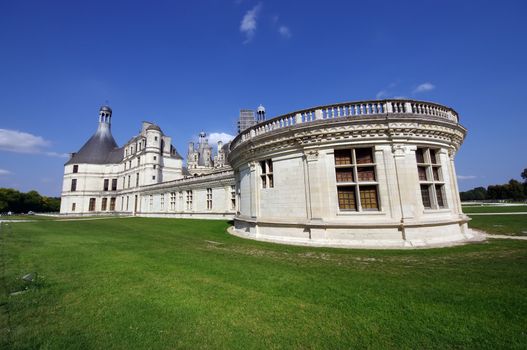 side view of Chambord, the biggest french medieval castle 