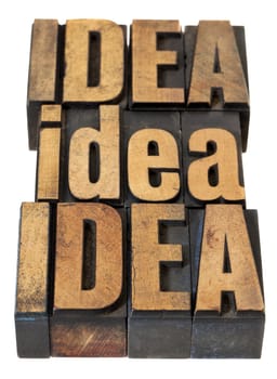 idea word abstract - isolated text in vintage letterpress wood type