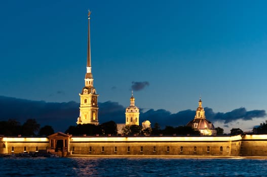 Peter and Paul fortress horizontal view from Neva river in Russia