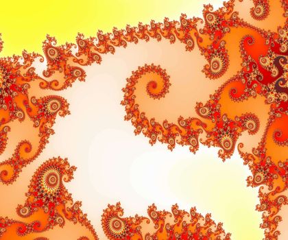 A rich and colorful spiral swirls fractal collage. Digital art creation.