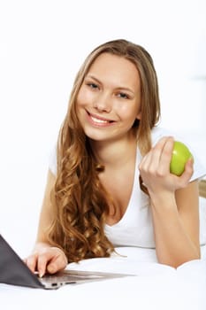 Portrait of a young woman with notebook