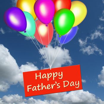 Happy Father's day with colorful baloons on a blue sky background