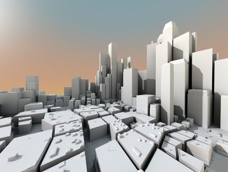 3D image of cityscape with skyscraper