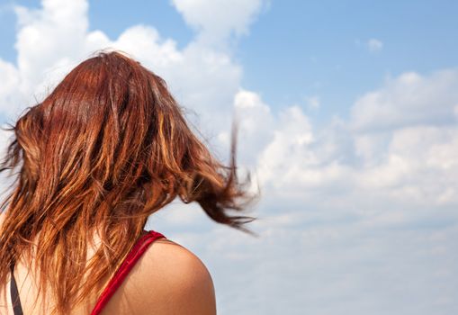 Close up image of girl back