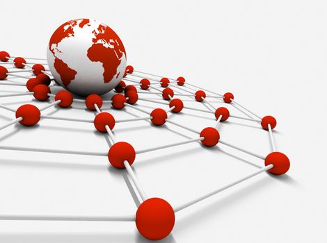 Concept of internet and networking with globe world map