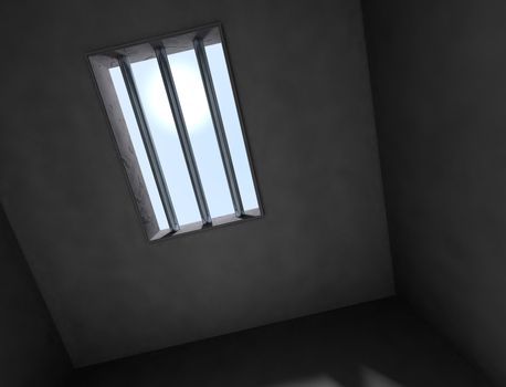 3d arquitecture background with bars of a jail