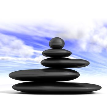 Zen concept with balanced rocks and blue sky