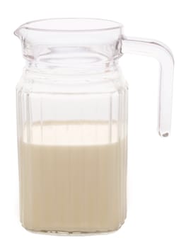 close  up of a jug of milk isolated on white