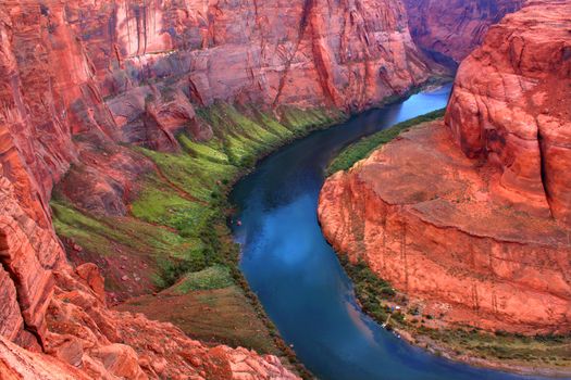 Winding bends of the Colorado River as it makes its way through Arizona.