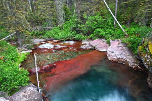 Beautiful mountain stream in Glacier National Park in Montana.