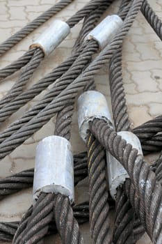 Detail of a galvanized wire rope