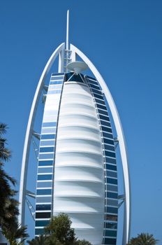 DUBAI - FEB 27  Burj Al Arab - at 321m luxury hotel stands on artificial island, Feb 21, 2012 Jumeirah beach, Dubai, United Arab Emirates