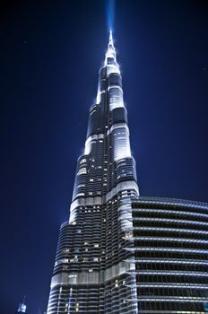 An amazing piece of architecture, the tallest building in the world, Burj Khalifa and the surroundings in Dubai, UAE