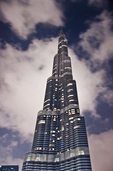 An amazing piece of architecture, the tallest building in the world, Burj Khalifa and the surroundings in Dubai, UAE