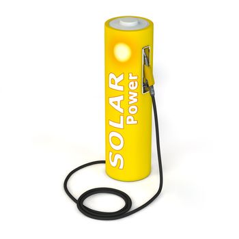 alternative energy solar power - a yellow battery as a fuel pump