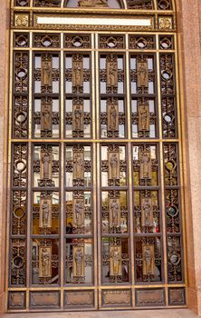 Metal Brass Door Entrance Professional Building Doctors Lawyers Different Symbols Barcelona Catalonia Spain. 
