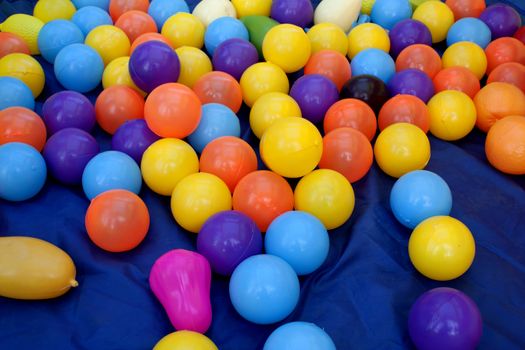 Many coloured plastic balls from children's small town