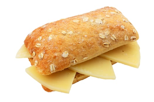 crunchy and tasty snack of cheese cut off and isolated