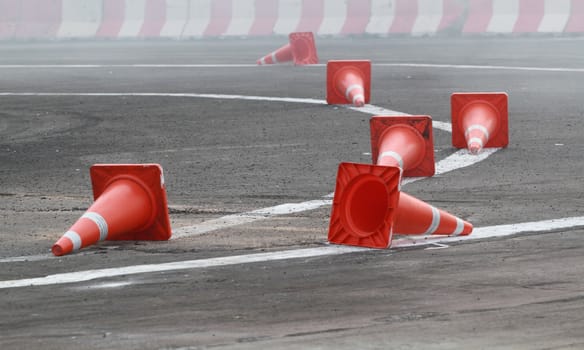 Traffic cone on the road