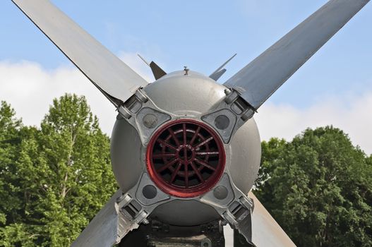 The nozzles of the old missiles aimed at the sky