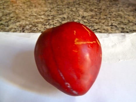 closeup of a fresh red plum