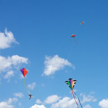 Kite flying in the sky, fun and excitement