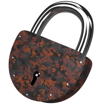 The old rusty lock on a white background