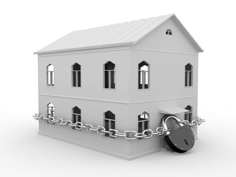The house is closed by the big lock