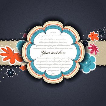 Scrap vintage template with flower. Rasterized version