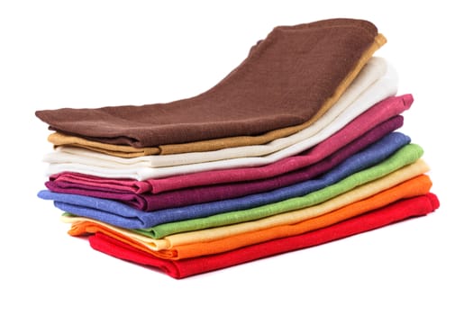 Colourful flax texrile heap for a tableware