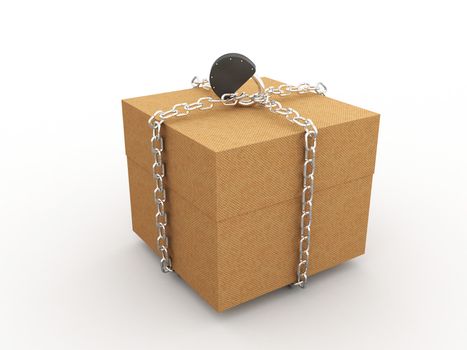 The closed cardboard box on a white background