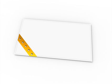 Blank greeting card (for greeting or congratulation) with yellow ribbon