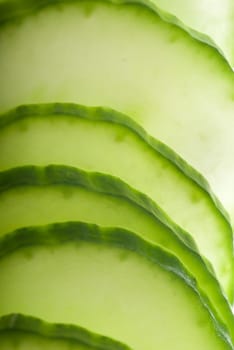 Closeup of thin green vegetable slices