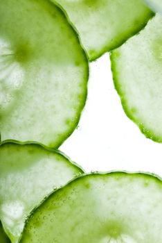 Slices of cucumber arranged in a frame