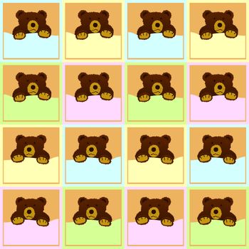 Baby theme seamless repeating pattern with brown bear on baby blanket