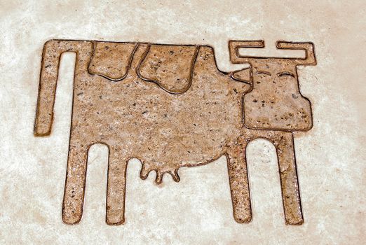 The Iron pattern line of cow on cement floor