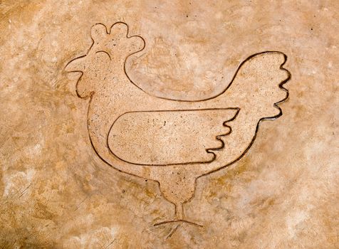 The Iron pattern line of chicken on cement floor