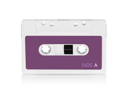 Audio casette, isolated on white background.