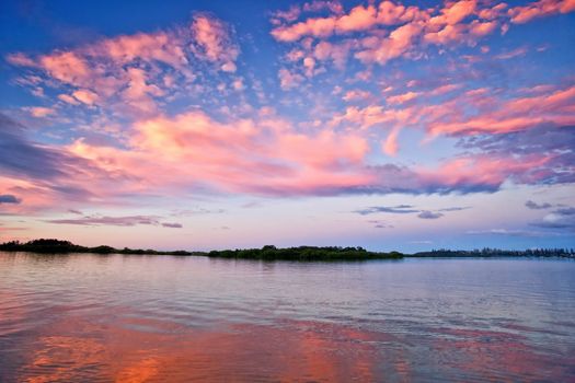 beautiful sunset over the river at yamba nsw